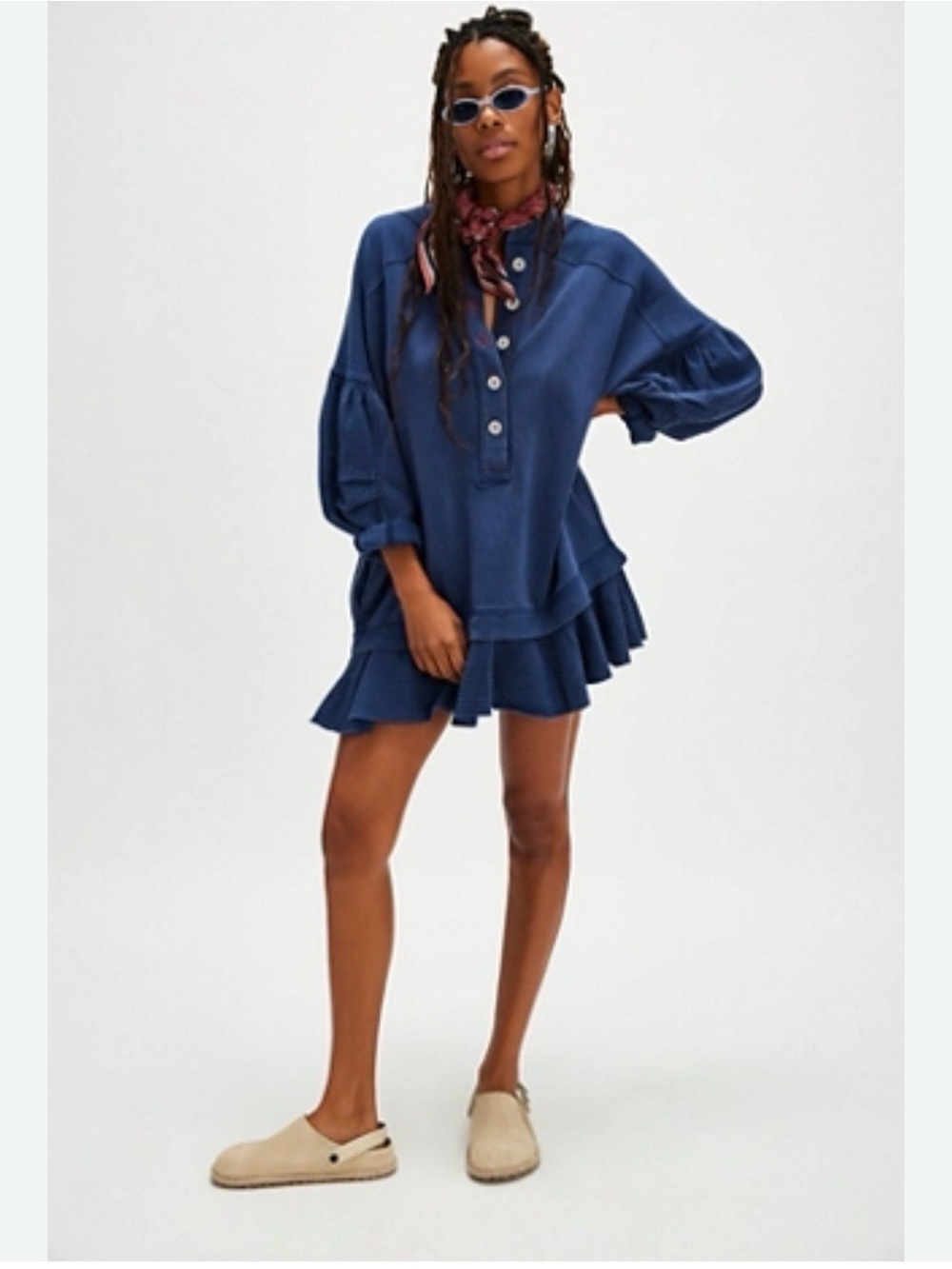 Lucas Free People mini dress with Ruffled Hem size small runs large